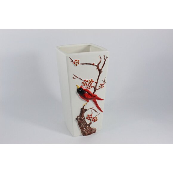 Vintage Haeger USA Bird Vase Relief Pottery Ceramic 10 Inch Mid Century - Picture 2 of 12